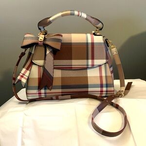 29. Cato NWOT Plaid Handbag with Bow Accent
